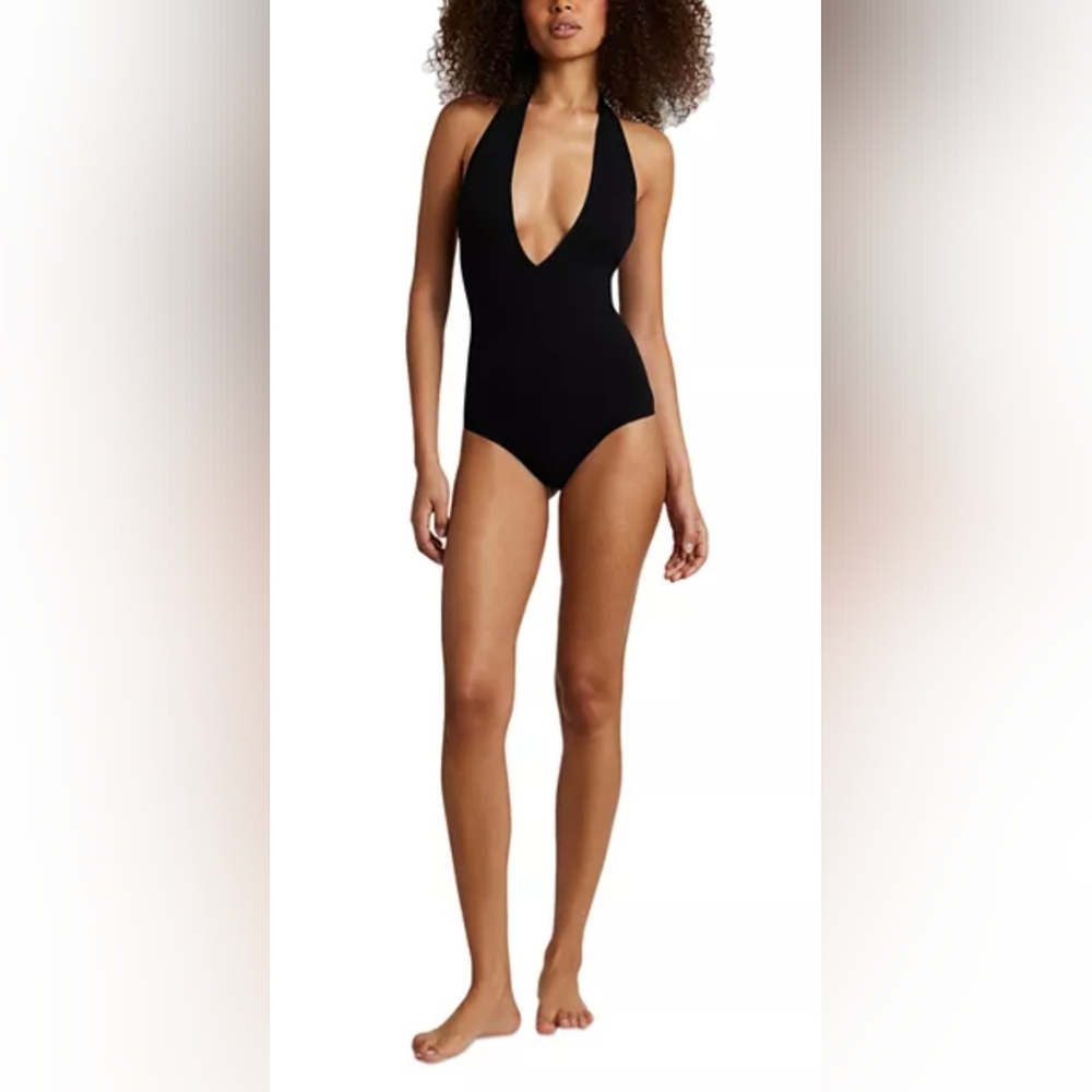 New Commando The Ballet Deep Plunge Halter Bodysuit Watermelon Color OSFM